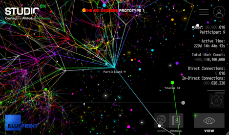 Live stats and intricate 3D rendering of social connections