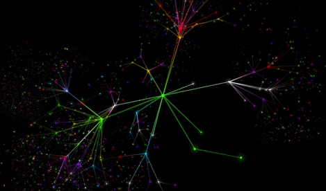 The artwork shows 100,000 users, and their connections to the artist