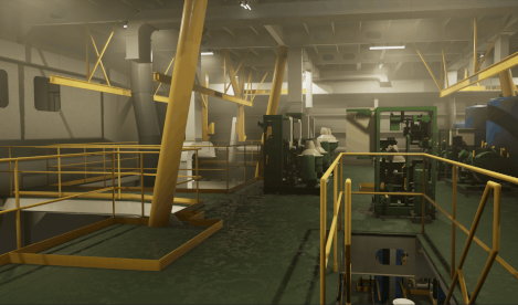 A simulation of an engine room, to improve industrial safety